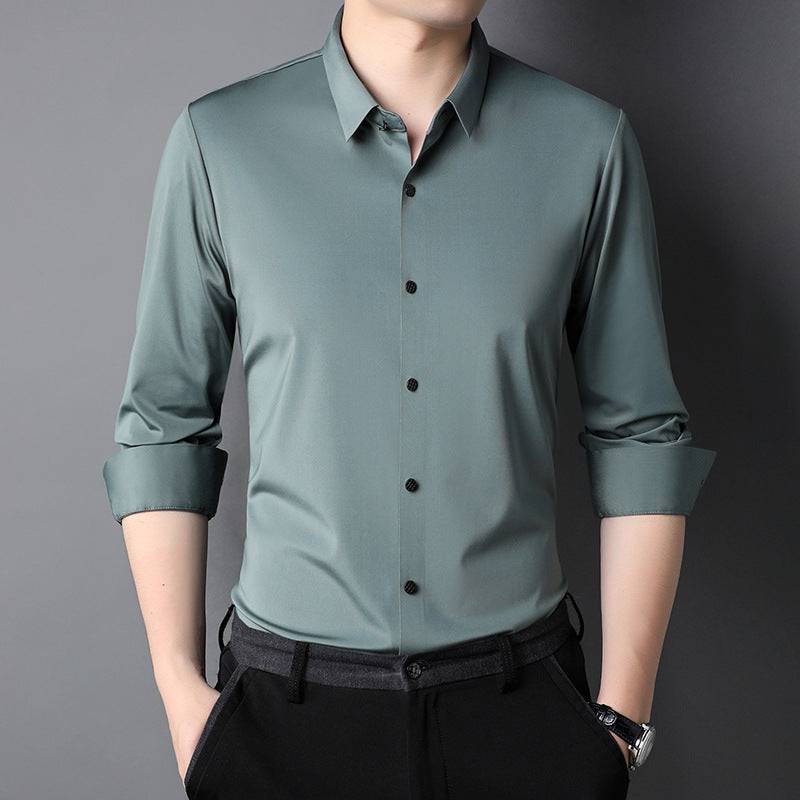 Premium Iron-Free Micro-Elastic Oxford Long Sleeve Shirt for Men - All Inclusive Family Treasures