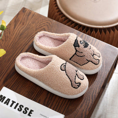 Cotton Slippers Women's Home Winter Animal Embroidery Warm - All Inclusive Family Treasures