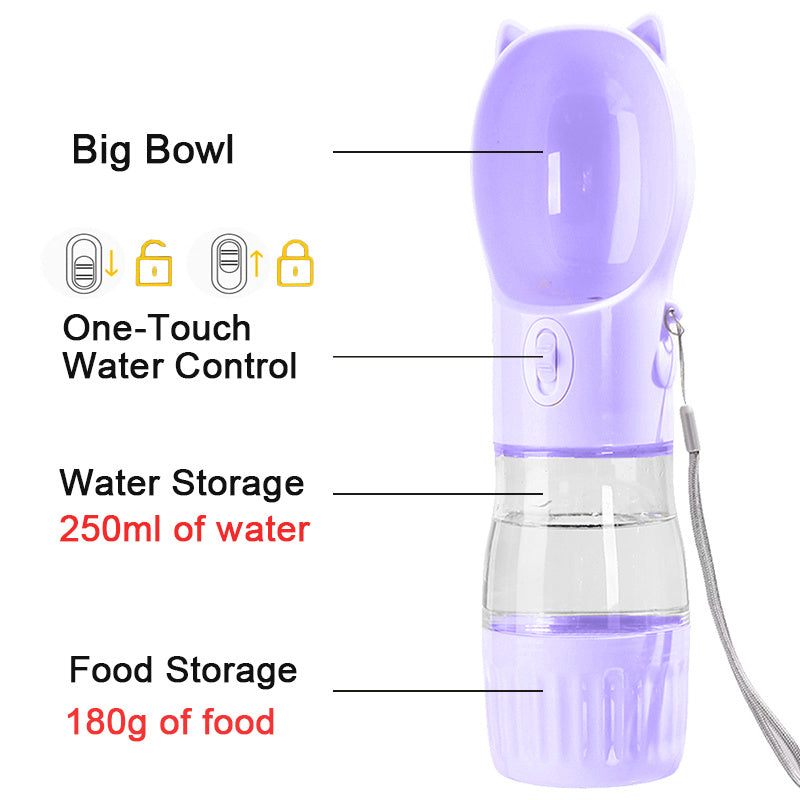 2-in-1 Portable Pet Water & Food Bottle – Travel Essential