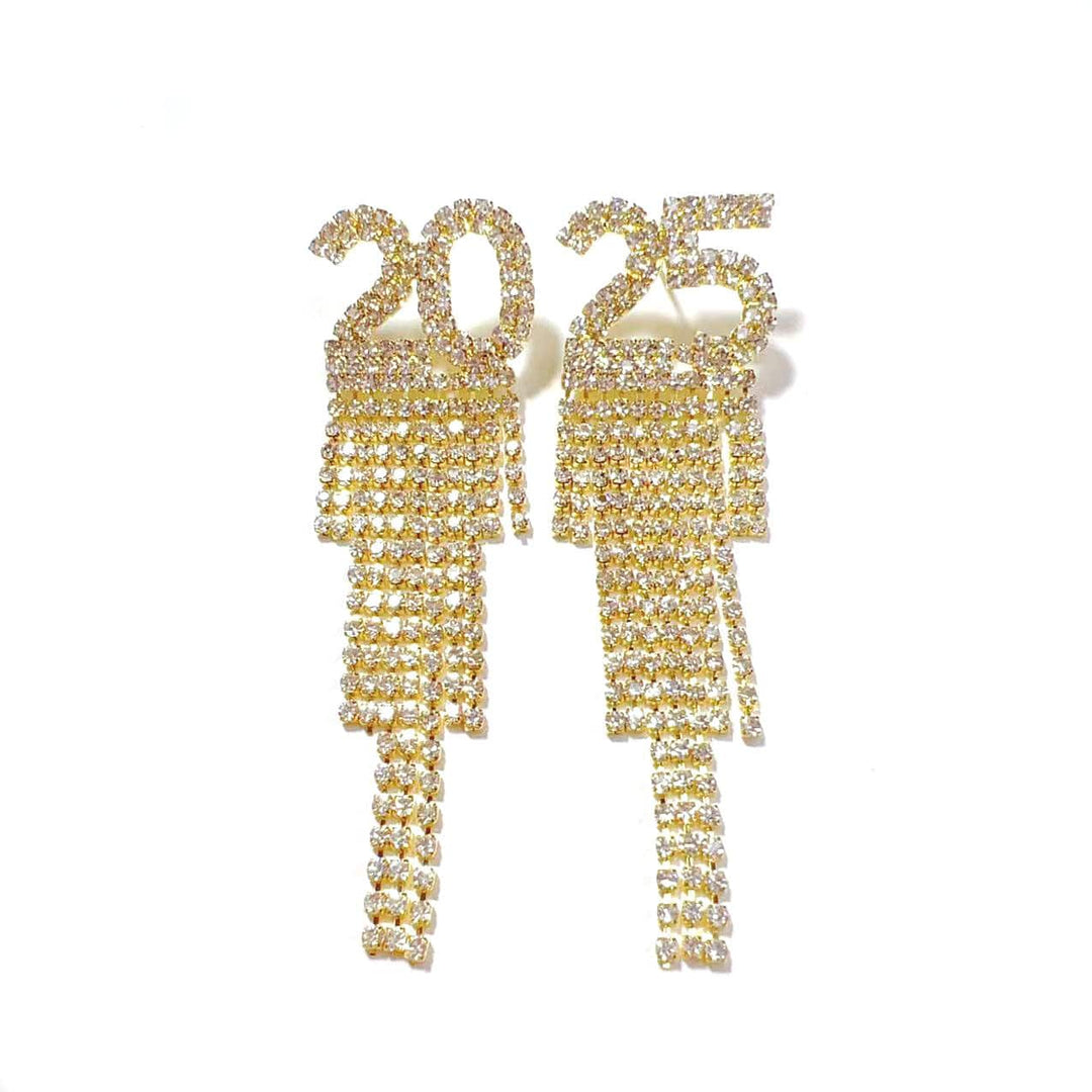 Sparkling 2025 Rhinestone Earrings – Dazzling New Year Party Accessory - All Inclusive Family Treasures