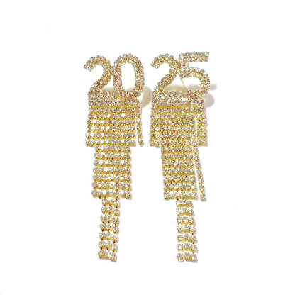 Sparkling 2025 Rhinestone Earrings – Dazzling New Year Party Accessory - All Inclusive Family Treasures