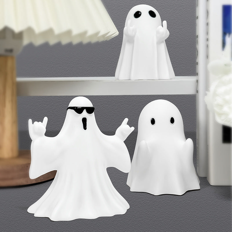 Cute Ghost Figurine Ornaments – Halloween Mini Phantom Collection