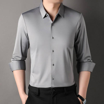 Premium Iron-Free Micro-Elastic Oxford Long Sleeve Shirt for Men - All Inclusive Family Treasures