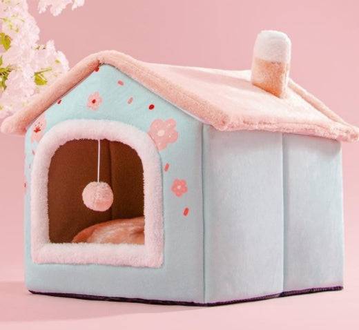 Cozy Cottage Pet House – Warm, Foldable, and Adorable for Dogs & Cats! - All Inclusive Family Treasures