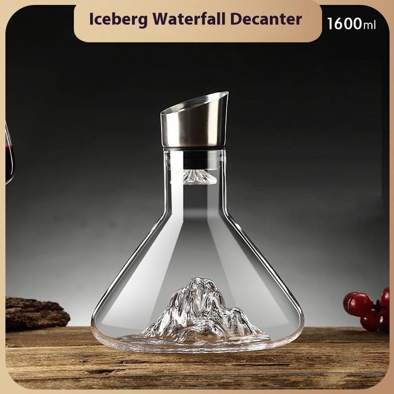 Iceberg Waterfall Crystal Wine Decanter – Lead-Free Quick Decanter for Enhanced Flavor - All Inclusive Family Treasures