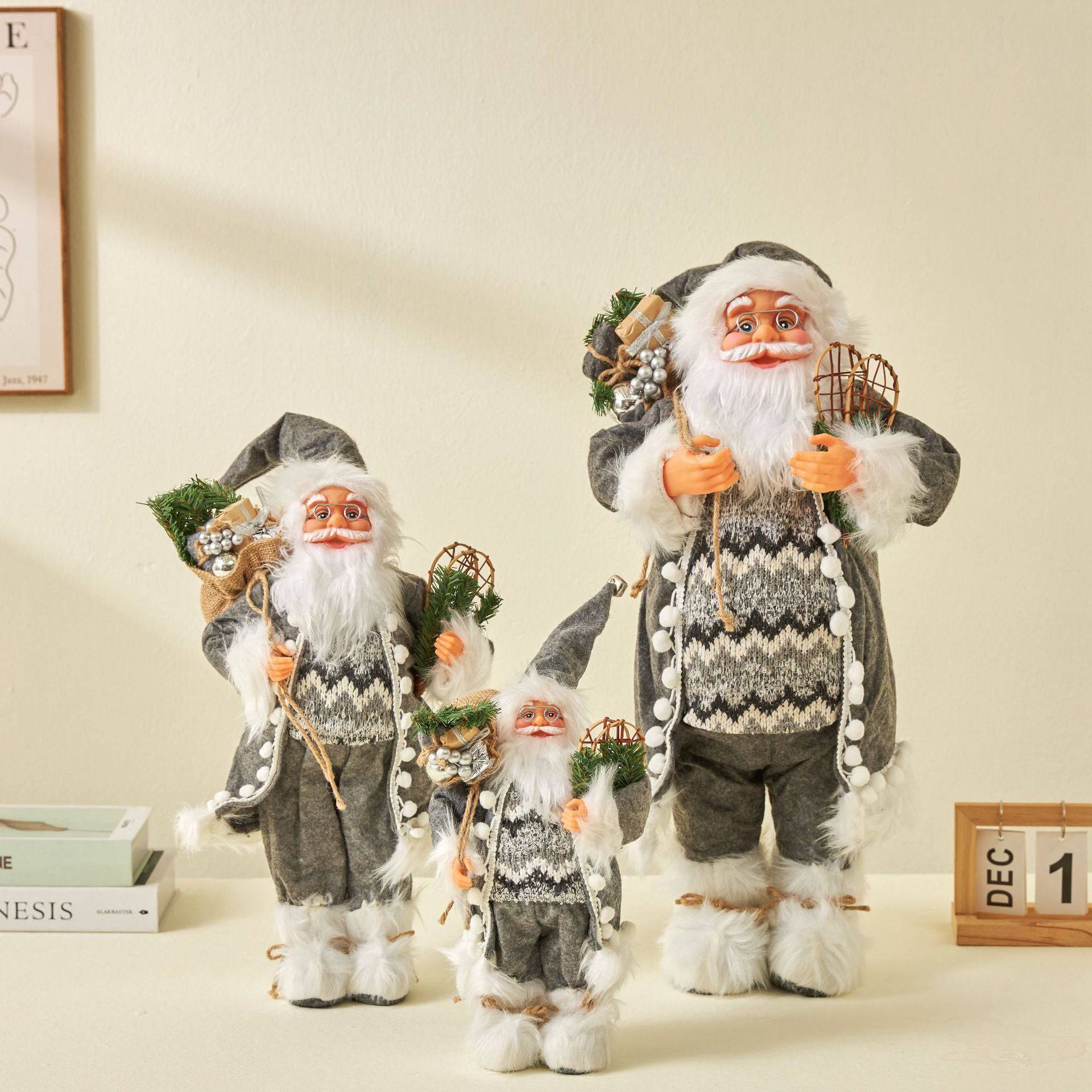 Striped Santa Claus Ornaments Nordic Style Silver Rudolf Doll - All Inclusive Family Treasures