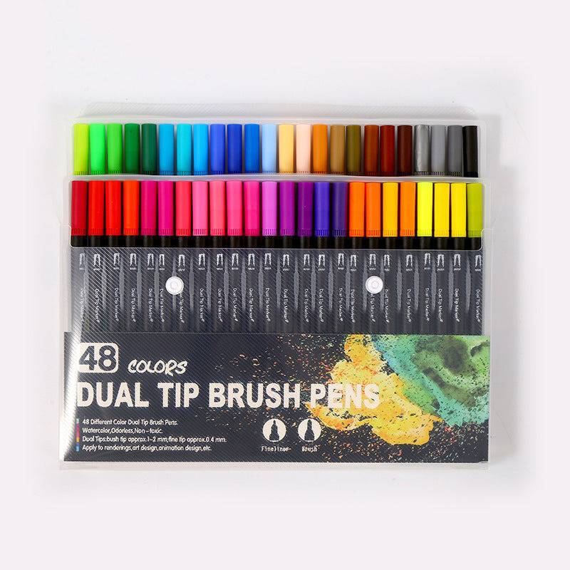 Dual Tip Brush Pens Set – Vibrant Watercolor Markers for Artists & Hobbyists - All Inclusive Family Treasures