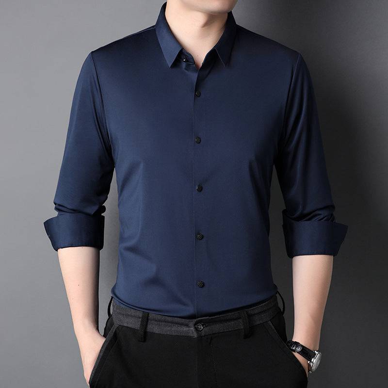 Premium Iron-Free Micro-Elastic Oxford Long Sleeve Shirt for Men - All Inclusive Family Treasures