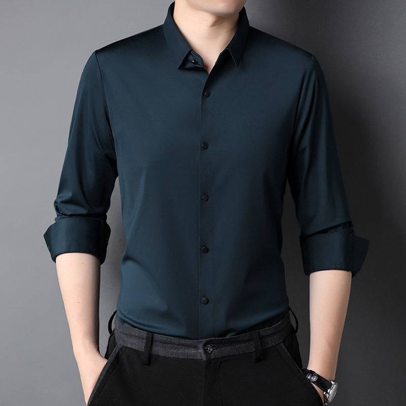 Premium Iron-Free Micro-Elastic Oxford Long Sleeve Shirt for Men - All Inclusive Family Treasures