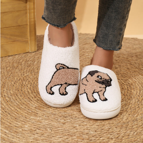 Cotton Slippers Women's Home Winter Animal Embroidery Warm - All Inclusive Family Treasures