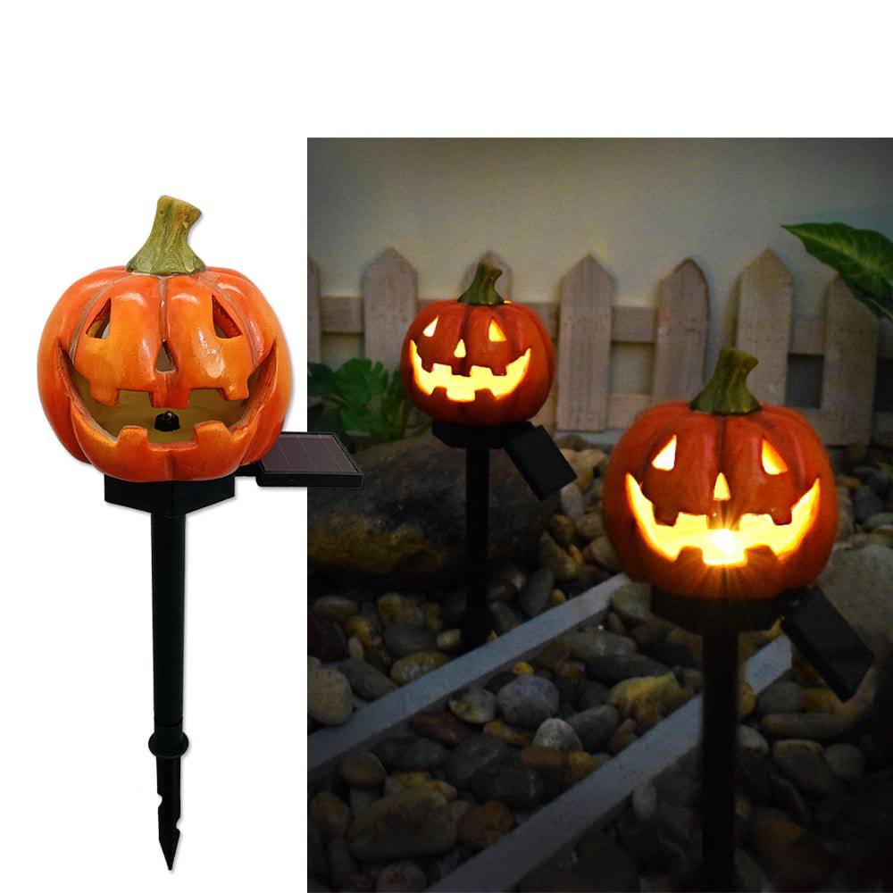 Solar-Powered Halloween Pumpkin Lantern – Handcrafted Resin Decor for a Festive Garden Glow! - All Inclusive Family Treasures