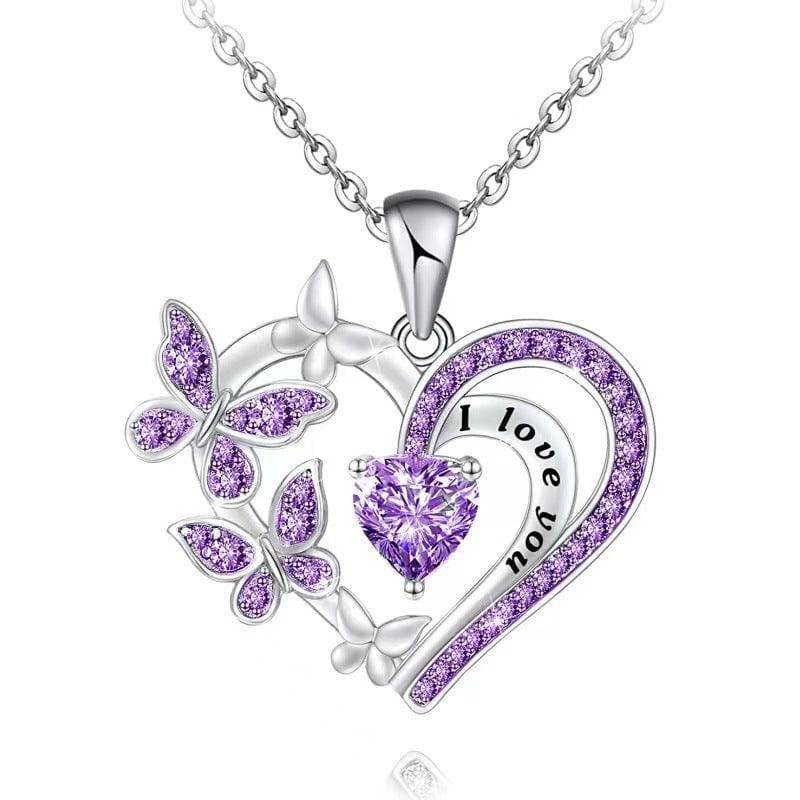 Butterfly Love Necklace – Rhinestone Heart Pendant for Valentine’s Day - All Inclusive Family Treasures