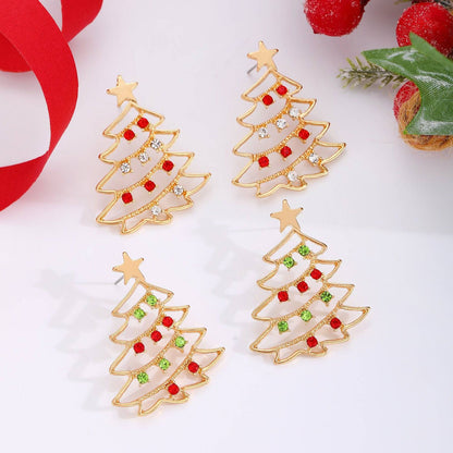 Colorful Zircon Christmas Tree Earrings – Festive Jewelry for Holiday Cheer - All Inclusive Family Treasures