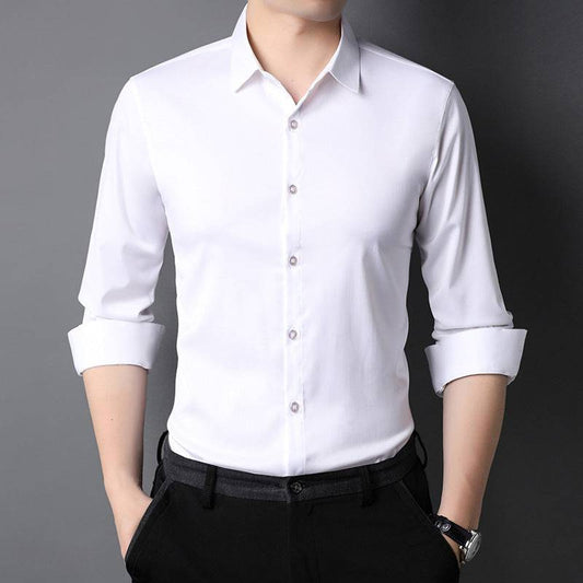 Premium Iron-Free Micro-Elastic Oxford Long Sleeve Shirt for Men - All Inclusive Family Treasures