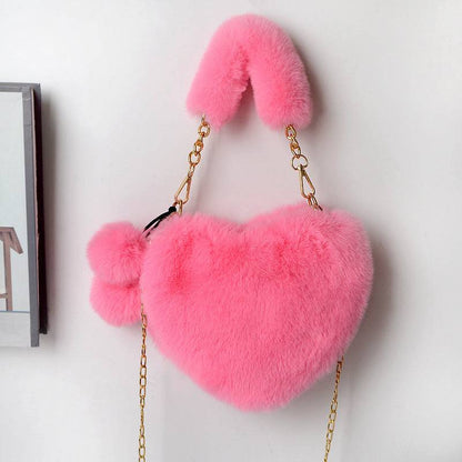 Heart-Shaped Plush Handbag – Cozy and Stylish Valentine’s Day Bag - All Inclusive Family Treasures