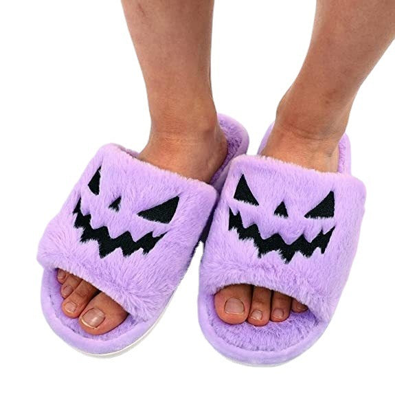 Spooky-Cute Plush Halloween Slippers
