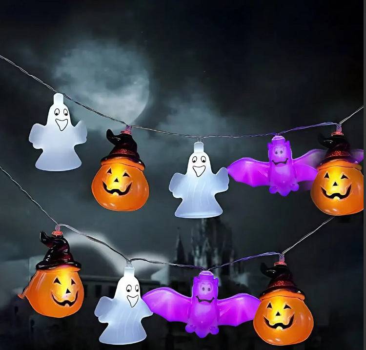 Halloween Lighting Chain | Pumpkin, Ghost & Bat Models for Indoor & Outdoor Decoration - All Inclusive Family Treasures