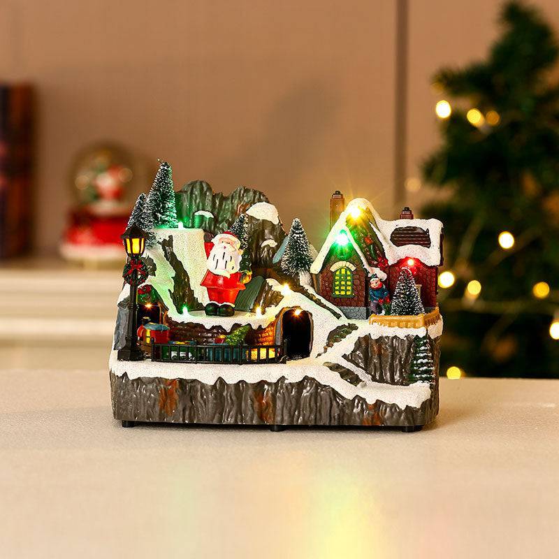 Rotating Christmas Village Music Box – LED Lit Resin Ornament with Santa & Snowy Scene - All Inclusive Family Treasures