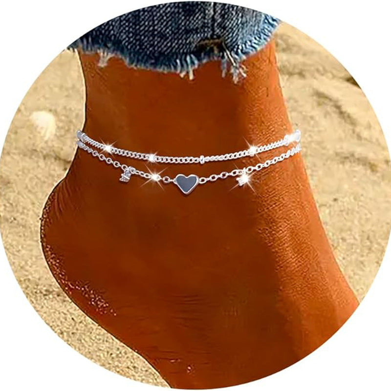 Delicate & Dazzling – The Heart-Shaped Anklet That Sparkles