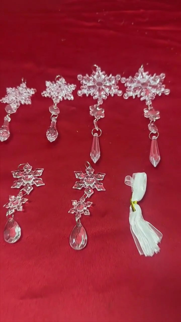 Acrylic Snowflake & Icicle Christmas Tree Ornaments – Set of 10 Elegant Hanging Pendants