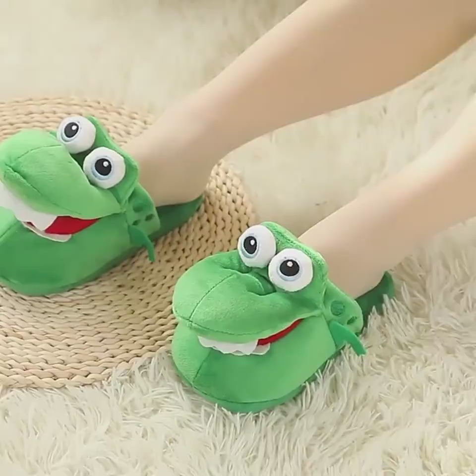 Crocodile Cotton Slippers That Open Your Mouth Whe