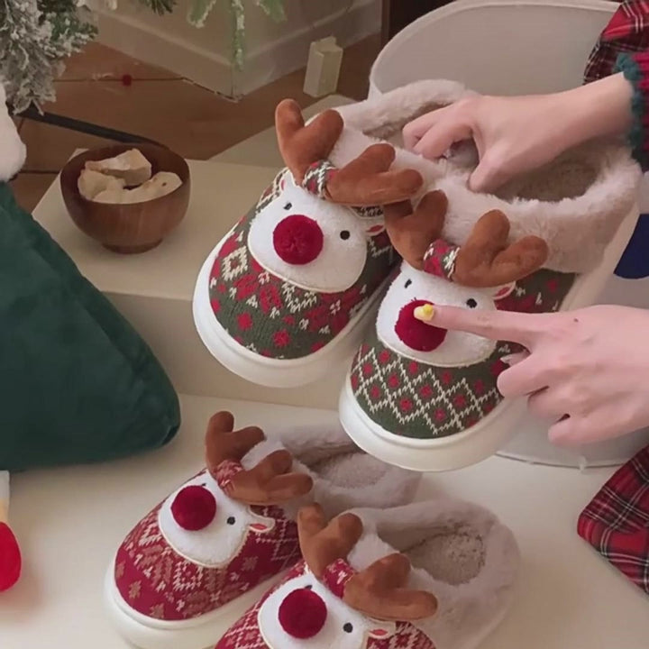 Adorable Reindeer Plush Slippers – Embrace the Magic of Comfort!