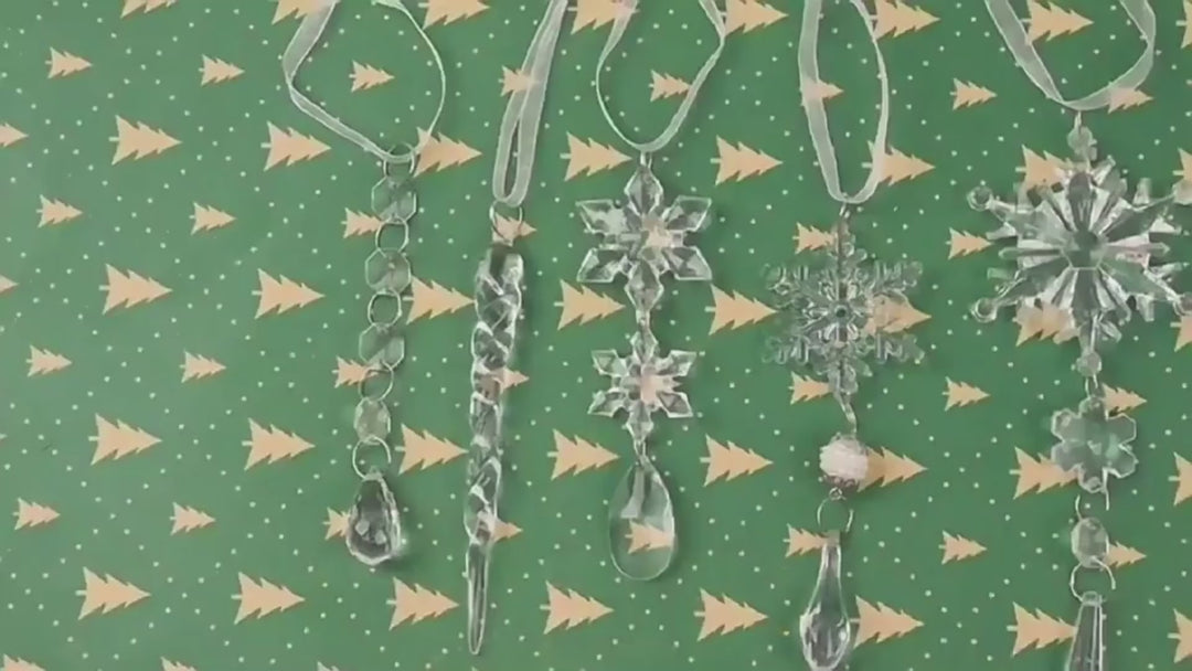 Acrylic Snowflake & Icicle Christmas Tree Ornaments – Set of 10 Elegant Hanging Pendants