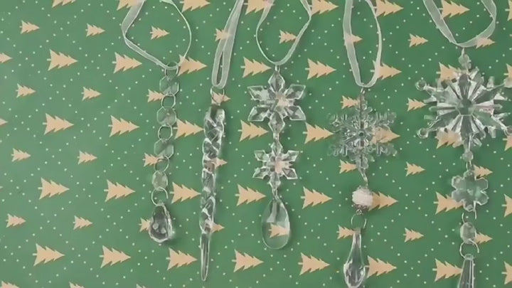 Acrylic Snowflake & Icicle Christmas Tree Ornaments – Set of 10 Elegant Hanging Pendants
