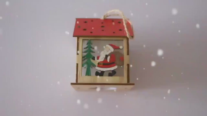 Festive Luminous Wooden Pendants – Charming Holiday Ornaments for Warm Décor