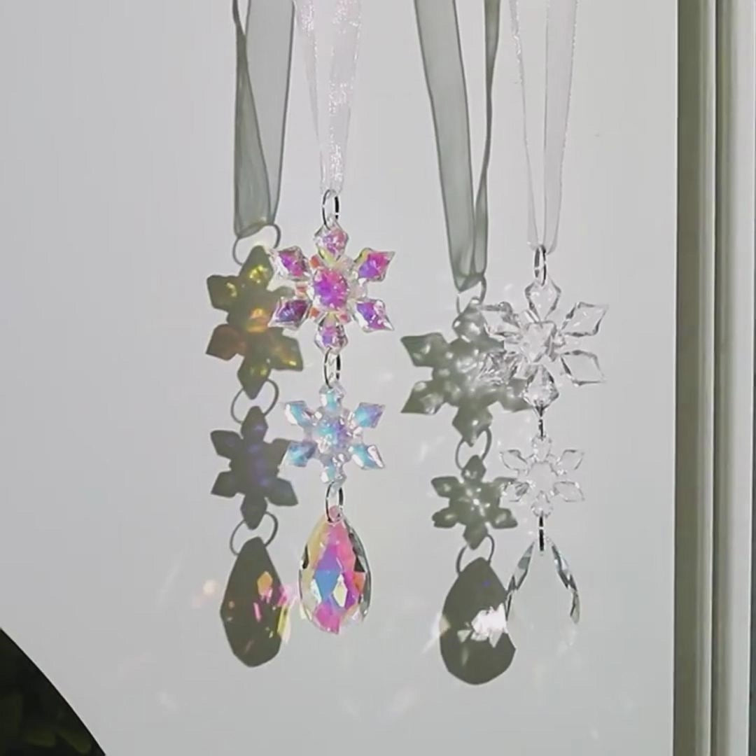Acrylic Snowflake & Icicle Christmas Tree Ornaments – Set of 10 Elegant Hanging Pendants