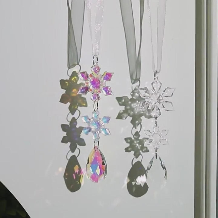 Acrylic Snowflake & Icicle Christmas Tree Ornaments – Set of 10 Elegant Hanging Pendants