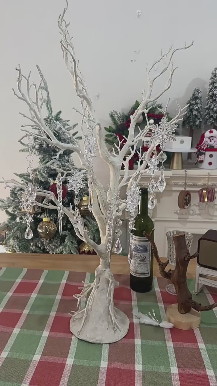 Acrylic Snowflake & Icicle Christmas Tree Ornaments – Set of 10 Elegant Hanging Pendants