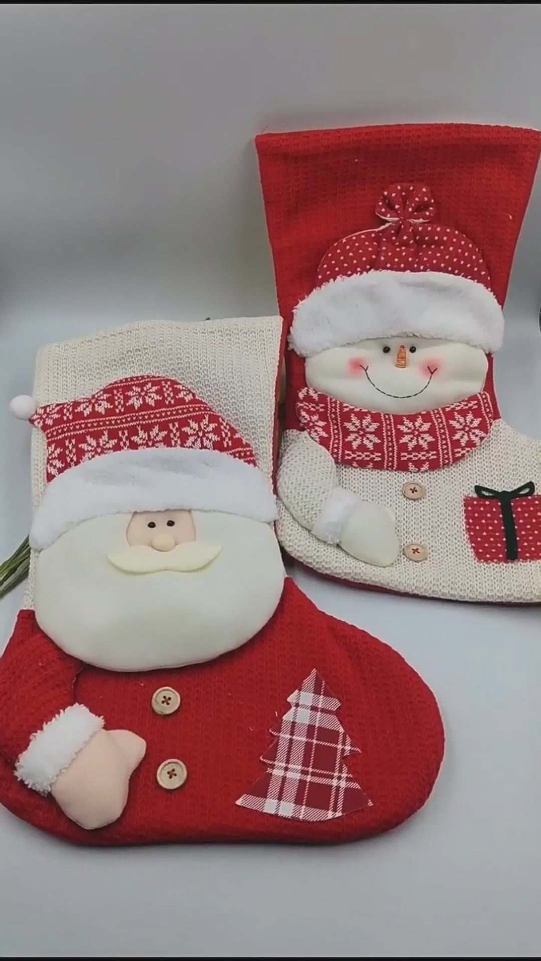 Charming Santa & Snowman Knitted Christmas Stockings – Perfect for Holiday Cheer!