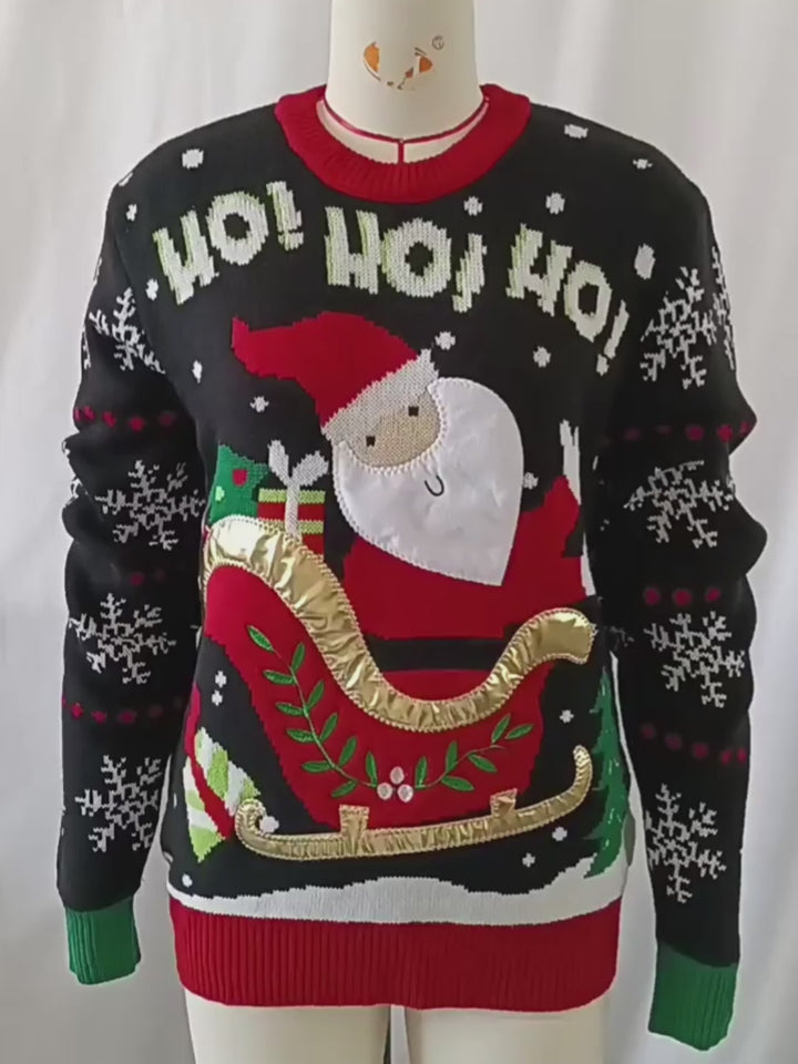 Festive Santa Sleigh Christmas Sweater - Cozy Up with Holiday Cheer!