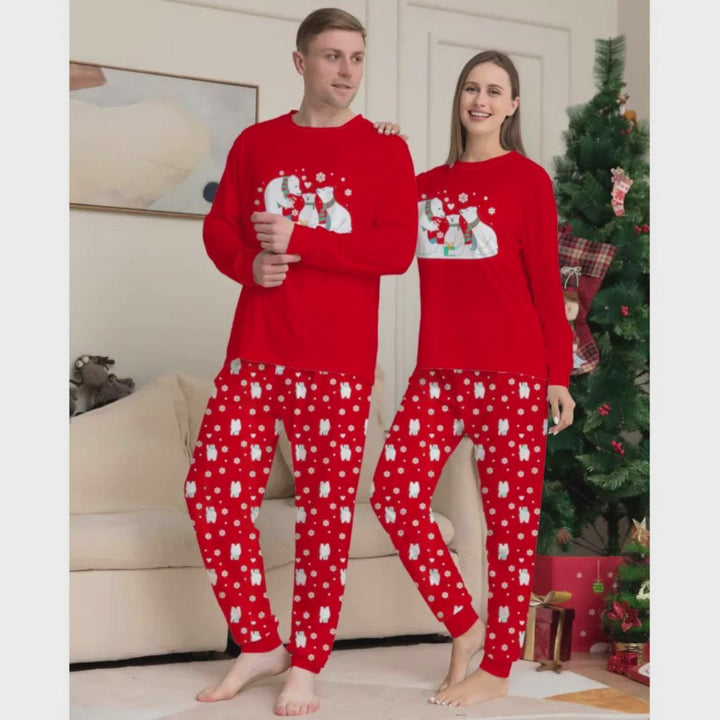 Adorable Christmas Family Pajama Set – Red Parent-Child Matching Holiday Sleepwear