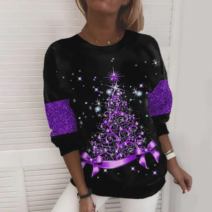 Women's Glitter 3D Christmas Sweater – Festive Holiday Print Pullover with Sparkling Designs