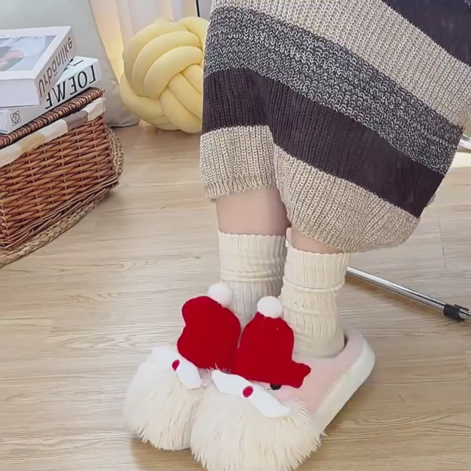 Cute Santa Claus Plush Slippers – Warm &amp; Festive Indoor Slippers for Winter